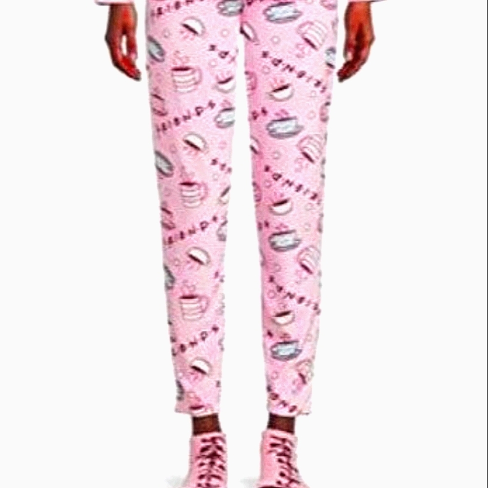 Womens FRIENDS Tv Show Super Soft Plush Pink Sleep Pj's pants cozy warm night